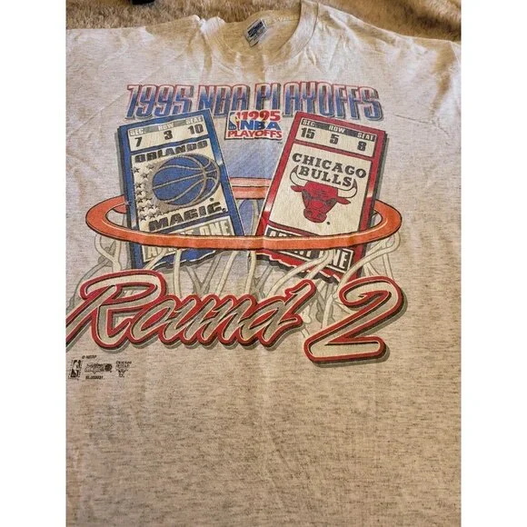 Vintage NBA 1995 playoffs Bulls Magic Round 2 Single Stitch Shirt Salem Men’s XL - Picture 6 of 7